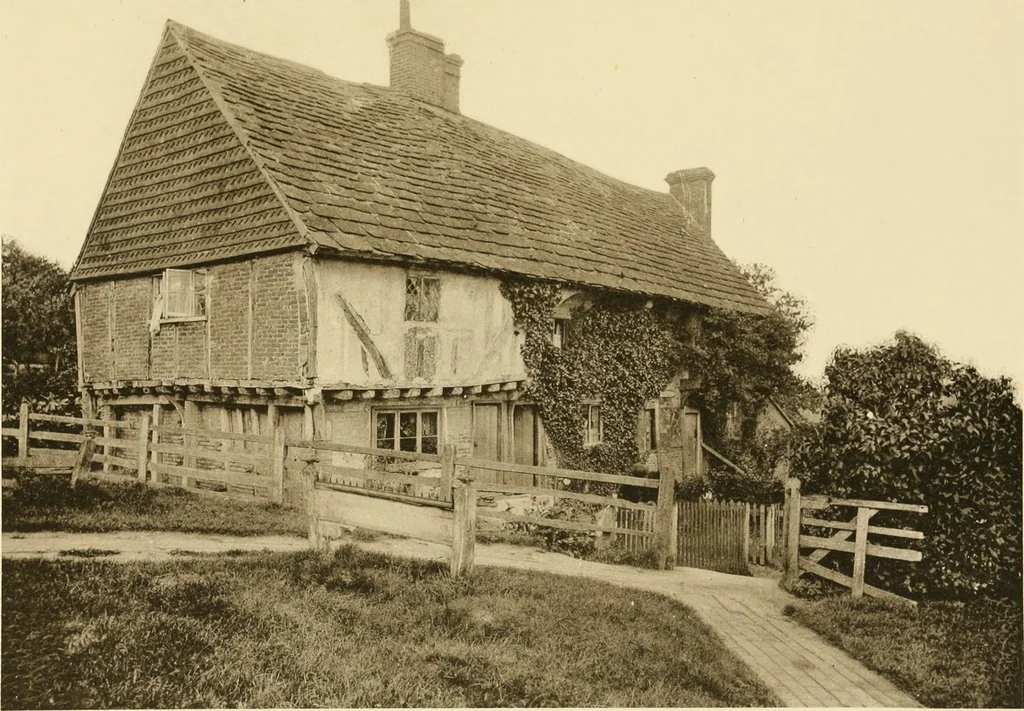 An illustration from Old cottages & farm-houses in Surrey / illustrated on one hundred collotype plates from photographs specially taken by W. Galsworthy Davie, with an introduction and numerous sketches by W. Curtis Green, 1908, leaf 188