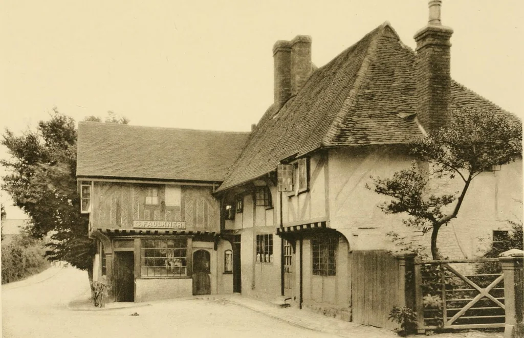An illustration from Old cottages & farm-houses in Surrey / illustrated on one hundred collotype plates from photographs specially taken by W. Galsworthy Davie, with an introduction and numerous sketches by W. Curtis Green, 1908, leaf 190