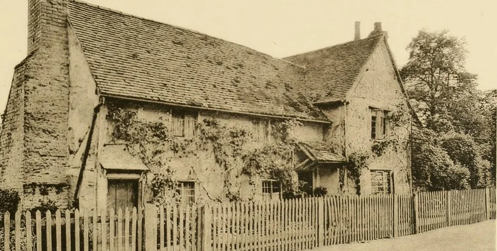 An illustration from Old cottages & farm-houses in Surrey / illustrated on one hundred collotype plates from photographs specially taken by W. Galsworthy Davie, with an introduction and numerous sketches by W. Curtis Green, 1908, leaf 198
