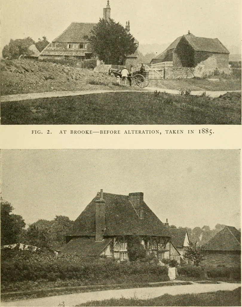 An illustration from Old cottages & farm-houses in Surrey / illustrated on one hundred collotype plates from photographs specially taken by W. Galsworthy Davie, with an introduction and numerous sketches by W. Curtis Green, 1908, leaf 20