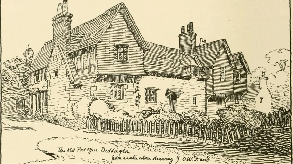 An illustration from Old cottages & farm-houses in Surrey / illustrated on one hundred collotype plates from photographs specially taken by W. Galsworthy Davie, with an introduction and numerous sketches by W. Curtis Green, 1908, leaf 23