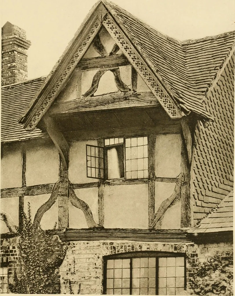 An illustration from Old cottages & farm-houses in Surrey / illustrated on one hundred collotype plates from photographs specially taken by W. Galsworthy Davie, with an introduction and numerous sketches by W. Curtis Green, 1908, leaf 236