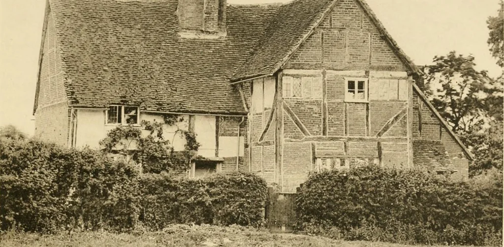 An illustration from Old cottages & farm-houses in Surrey / illustrated on one hundred collotype plates from photographs specially taken by W. Galsworthy Davie, with an introduction and numerous sketches by W. Curtis Green, 1908, leaf 248