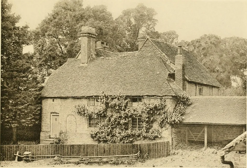 An illustration from Old cottages & farm-houses in Surrey / illustrated on one hundred collotype plates from photographs specially taken by W. Galsworthy Davie, with an introduction and numerous sketches by W. Curtis Green, 1908, leaf 248