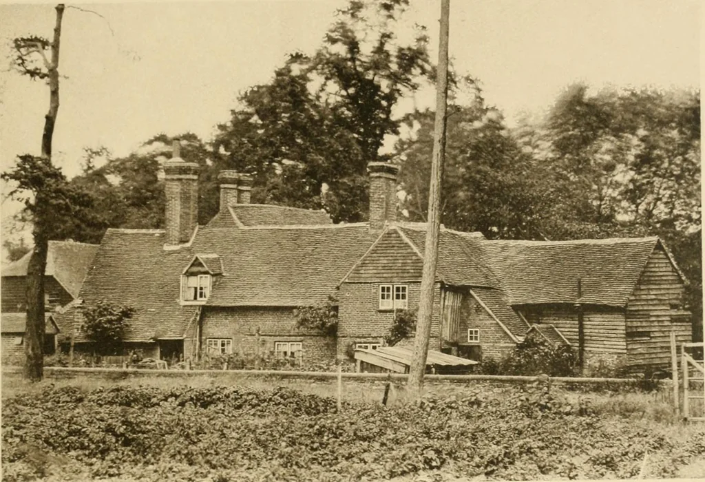 An illustration from Old cottages & farm-houses in Surrey / illustrated on one hundred collotype plates from photographs specially taken by W. Galsworthy Davie, with an introduction and numerous sketches by W. Curtis Green, 1908, leaf 254