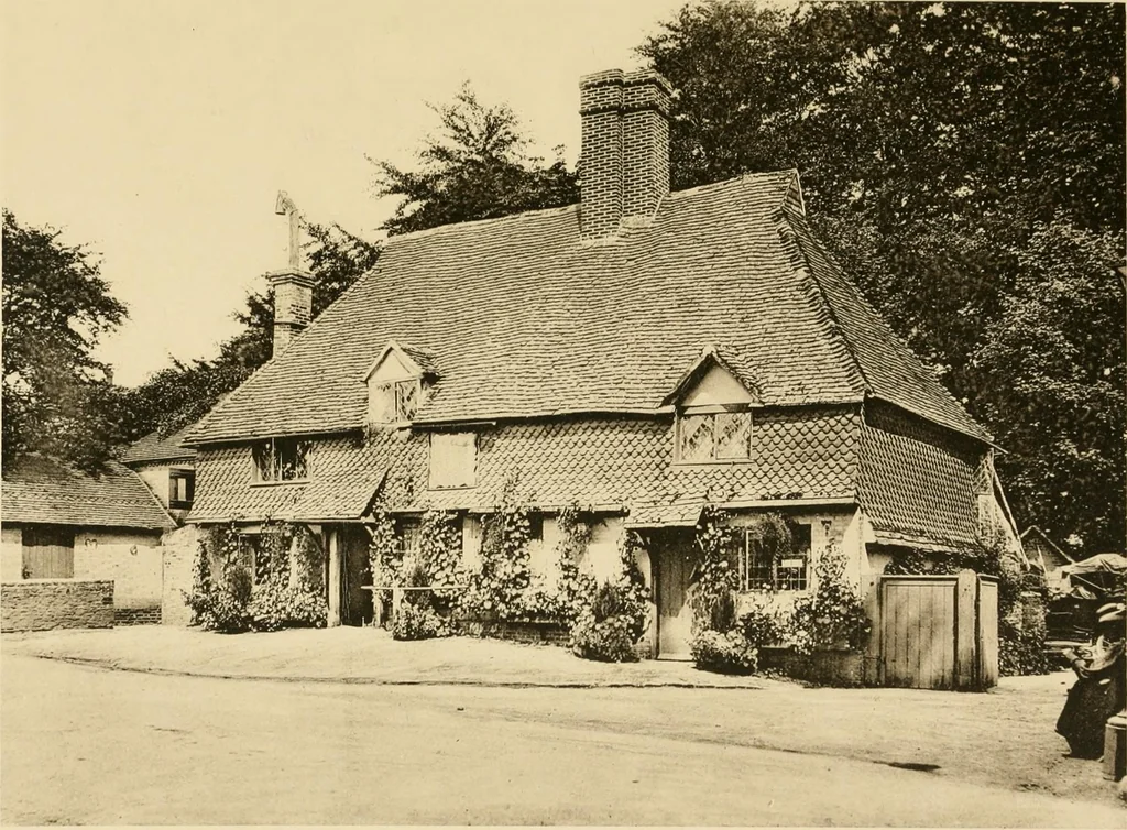 An illustration from Old cottages & farm-houses in Surrey / illustrated on one hundred collotype plates from photographs specially taken by W. Galsworthy Davie, with an introduction and numerous sketches by W. Curtis Green, 1908, leaf 274