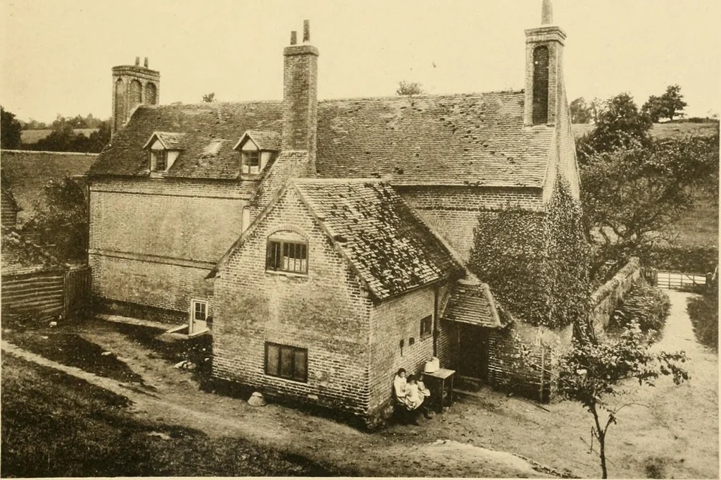 An illustration from Old cottages & farm-houses in Surrey / illustrated on one hundred collotype plates from photographs specially taken by W. Galsworthy Davie, with an introduction and numerous sketches by W. Curtis Green, 1908, leaf 286