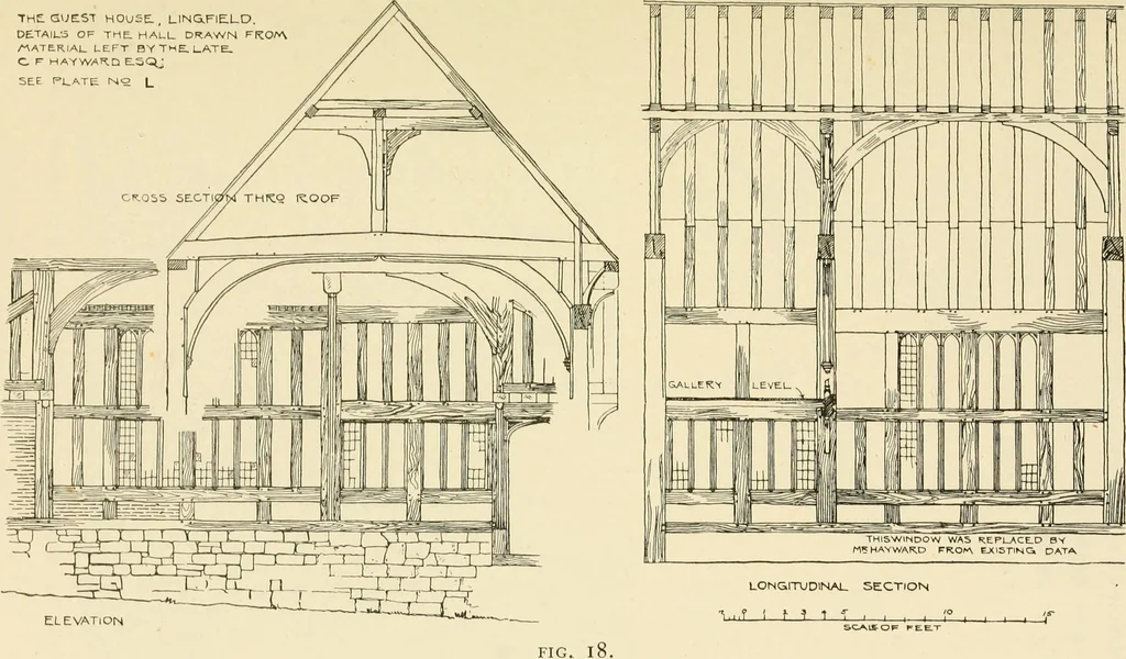 An illustration from Old cottages & farm-houses in Surrey / illustrated on one hundred collotype plates from photographs specially taken by W. Galsworthy Davie, with an introduction and numerous sketches by W. Curtis Green, 1908, leaf 36