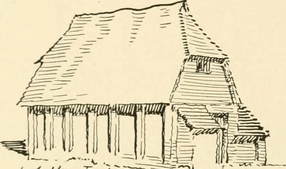 An illustration from Old cottages & farm-houses in Surrey / illustrated on one hundred collotype plates from photographs specially taken by W. Galsworthy Davie, with an introduction and numerous sketches by W. Curtis Green, 1908, leaf 39
