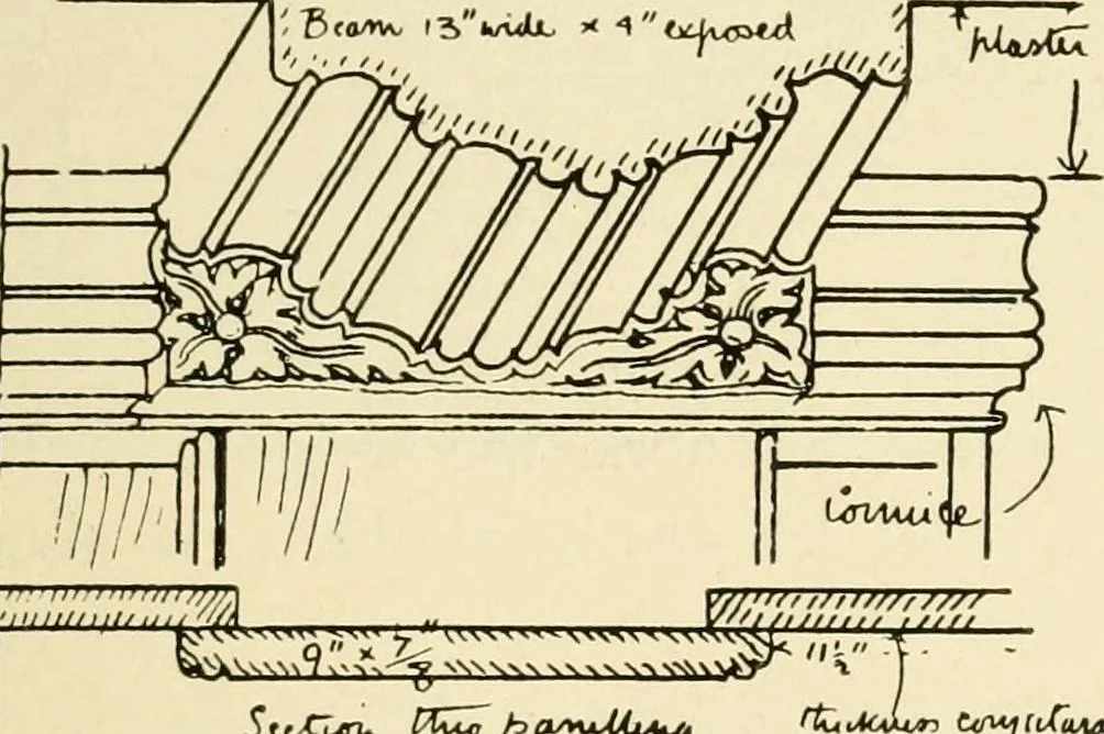 An illustration from Old cottages & farm-houses in Surrey / illustrated on one hundred collotype plates from photographs specially taken by W. Galsworthy Davie, with an introduction and numerous sketches by W. Curtis Green, 1908, leaf 48