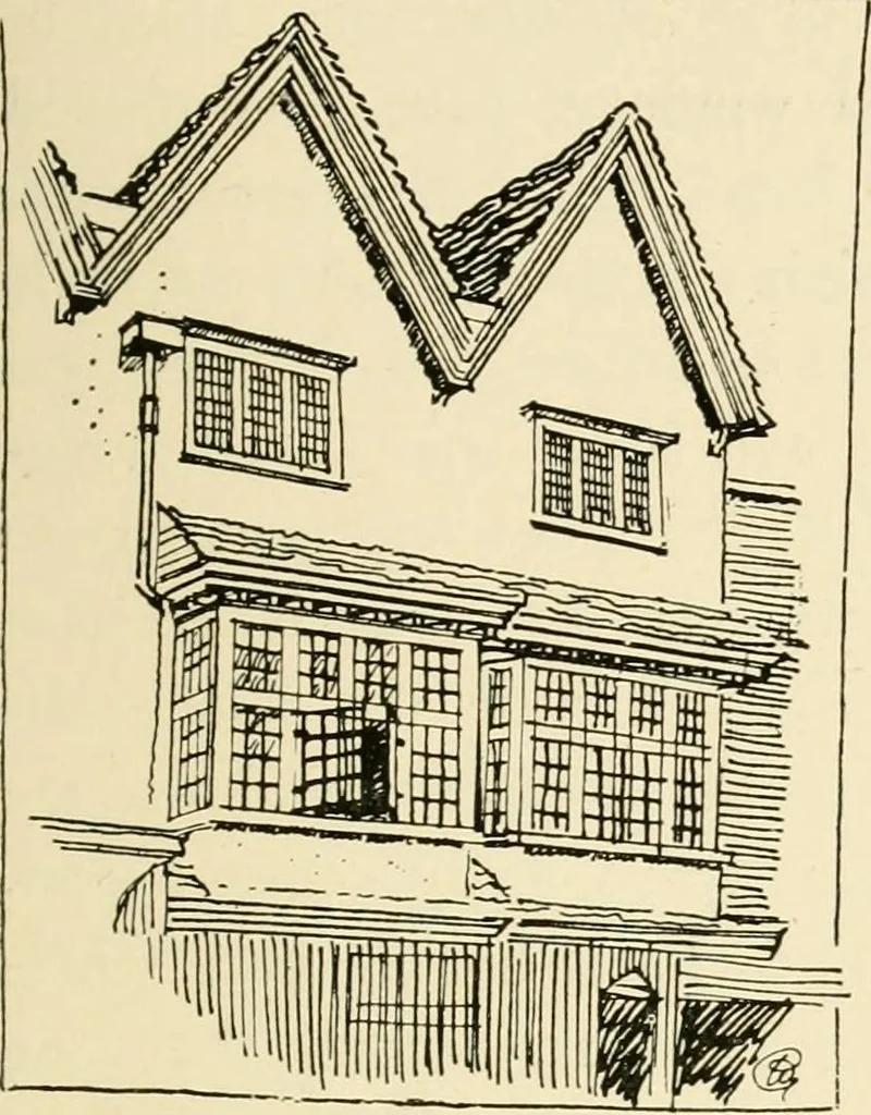 An illustration from Old cottages & farm-houses in Surrey / illustrated on one hundred collotype plates from photographs specially taken by W. Galsworthy Davie, with an introduction and numerous sketches by W. Curtis Green, 1908, leaf 52