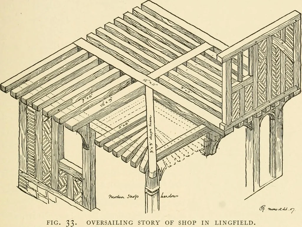 An illustration from Old cottages & farm-houses in Surrey / illustrated on one hundred collotype plates from photographs specially taken by W. Galsworthy Davie, with an introduction and numerous sketches by W. Curtis Green, 1908, leaf 54