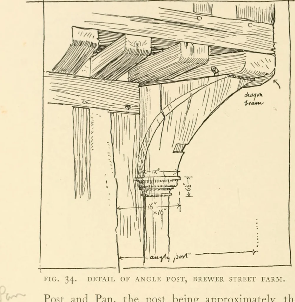 An illustration from Old cottages & farm-houses in Surrey / illustrated on one hundred collotype plates from photographs specially taken by W. Galsworthy Davie, with an introduction and numerous sketches by W. Curtis Green, 1908, leaf 55