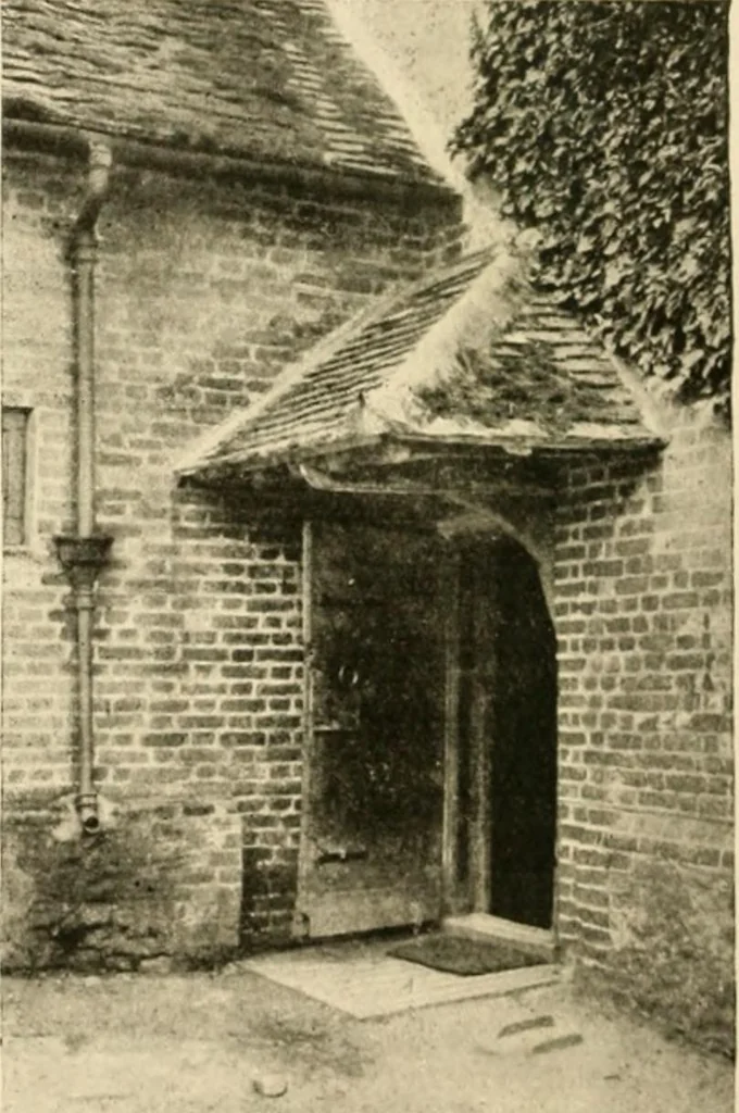 An illustration from Old cottages & farm-houses in Surrey / illustrated on one hundred collotype plates from photographs specially taken by W. Galsworthy Davie, with an introduction and numerous sketches by W. Curtis Green, 1908, leaf 57