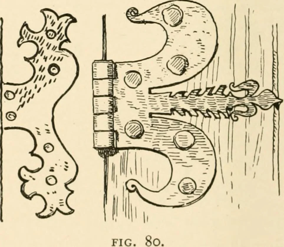 An illustration from Old cottages & farm-houses in Surrey / illustrated on one hundred collotype plates from photographs specially taken by W. Galsworthy Davie, with an introduction and numerous sketches by W. Curtis Green, 1908, leaf 79