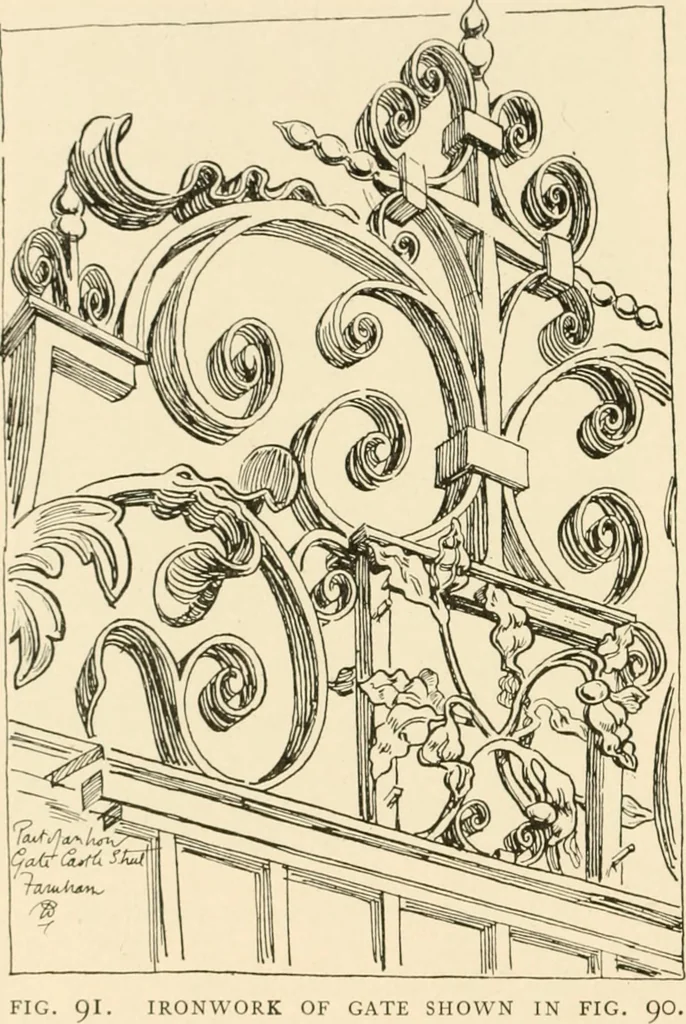 An illustration from Old cottages & farm-houses in Surrey / illustrated on one hundred collotype plates from photographs specially taken by W. Galsworthy Davie, with an introduction and numerous sketches by W. Curtis Green, 1908, leaf 83
