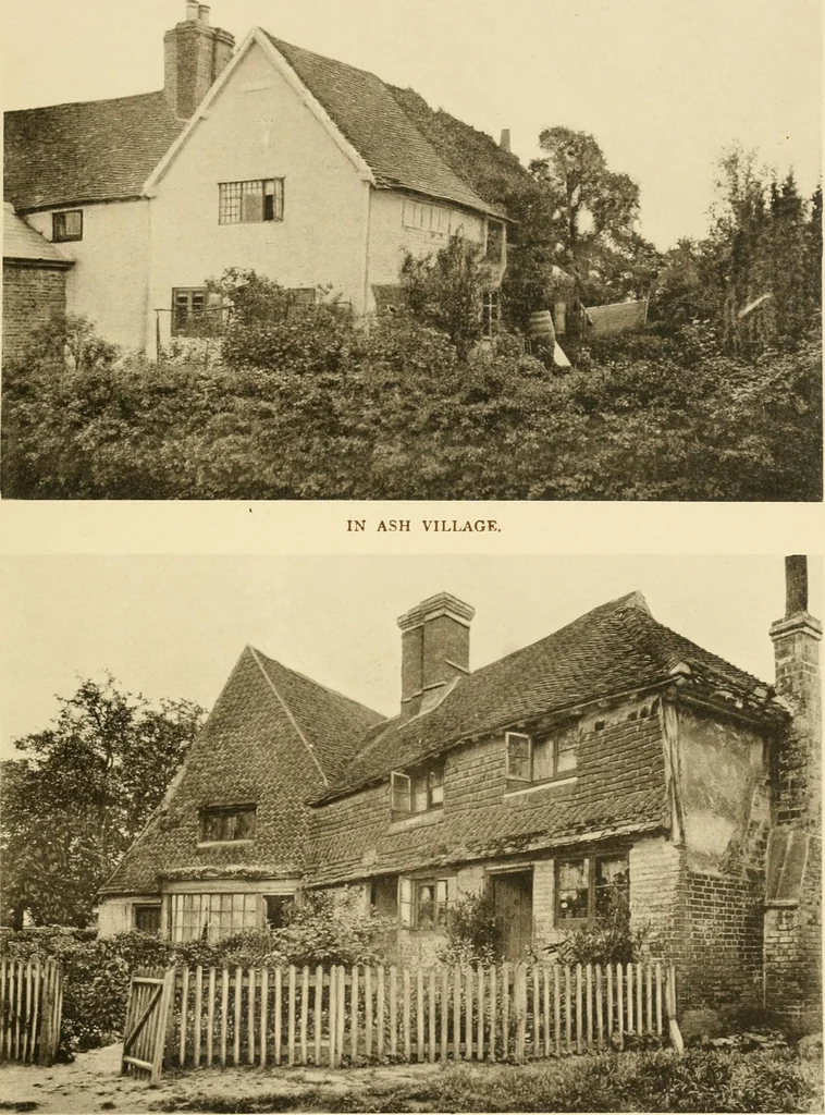 An illustration from Old cottages & farm-houses in Surrey / illustrated on one hundred collotype plates from photographs specially taken by W. Galsworthy Davie, with an introduction and numerous sketches by W. Curtis Green, 1908, leaf 94