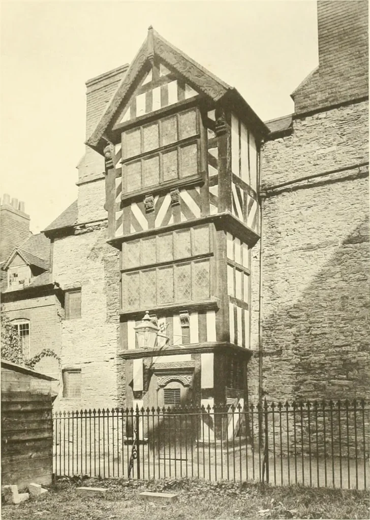 An illustration from Old cottages, farm houses, and other half-timber buildings in Shropshire, Herefordshire, and Cheshire, 1904, leaf 108