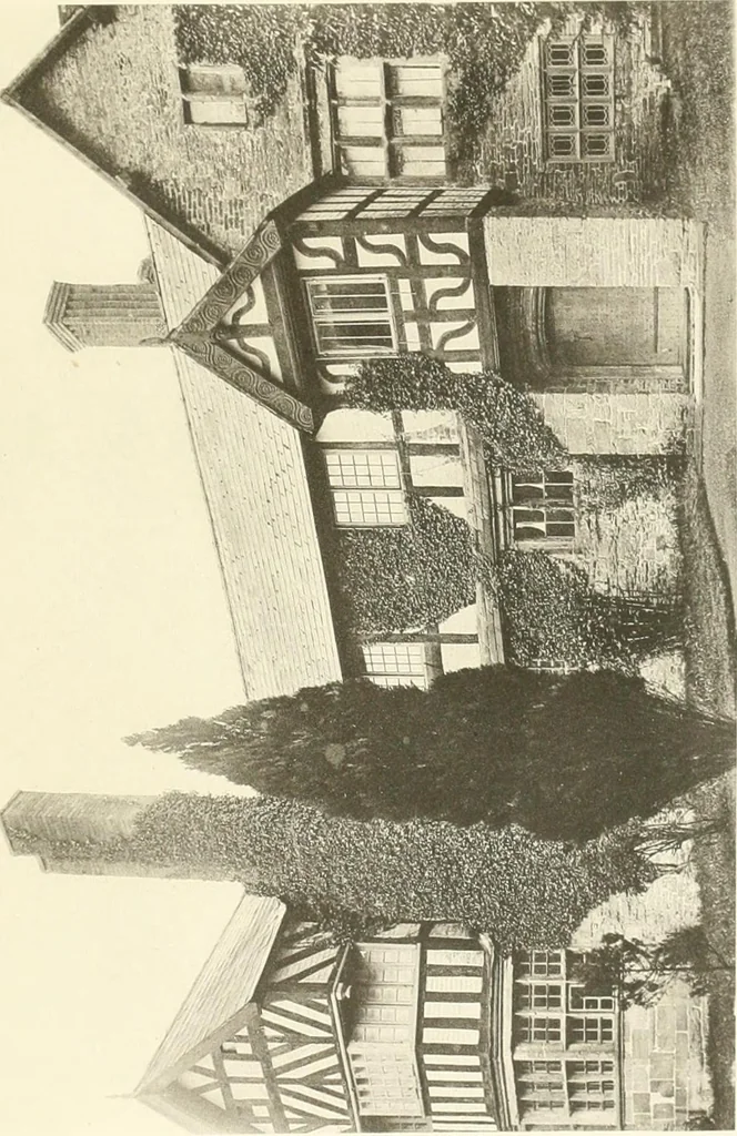 An illustration from Old cottages, farm houses, and other half-timber buildings in Shropshire, Herefordshire, and Cheshire, 1904, leaf 112