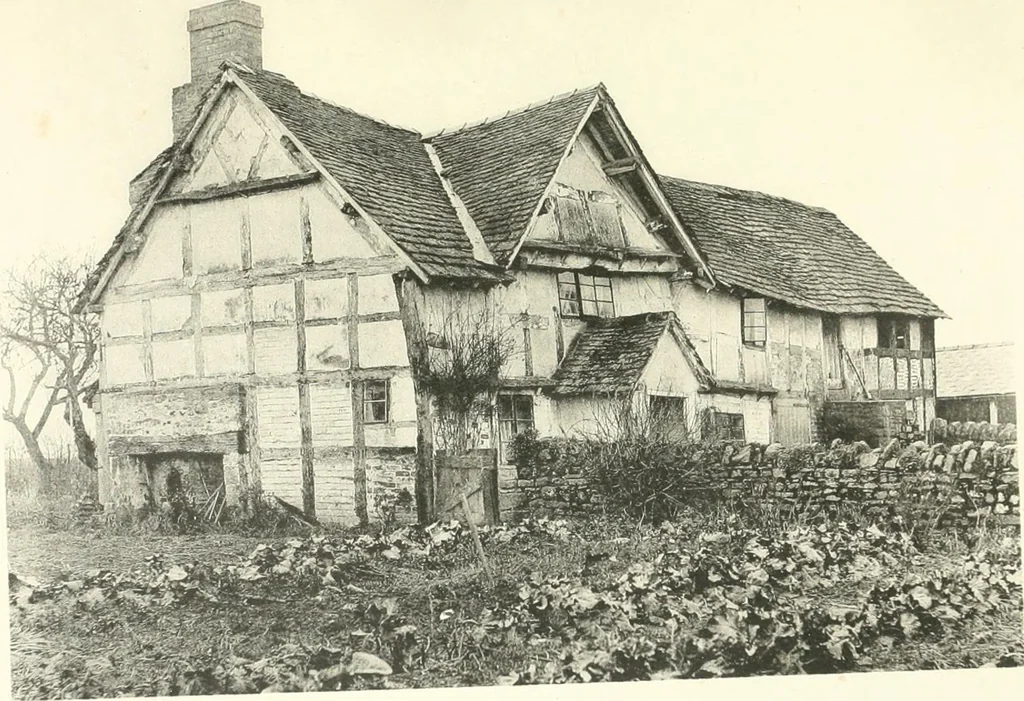 An illustration from Old cottages, farm houses, and other half-timber buildings in Shropshire, Herefordshire, and Cheshire, 1904, leaf 154