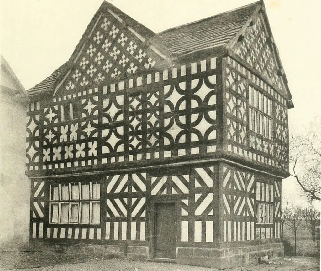 An illustration from Old cottages, farm houses, and other half-timber buildings in Shropshire, Herefordshire, and Cheshire, 1904, leaf 222