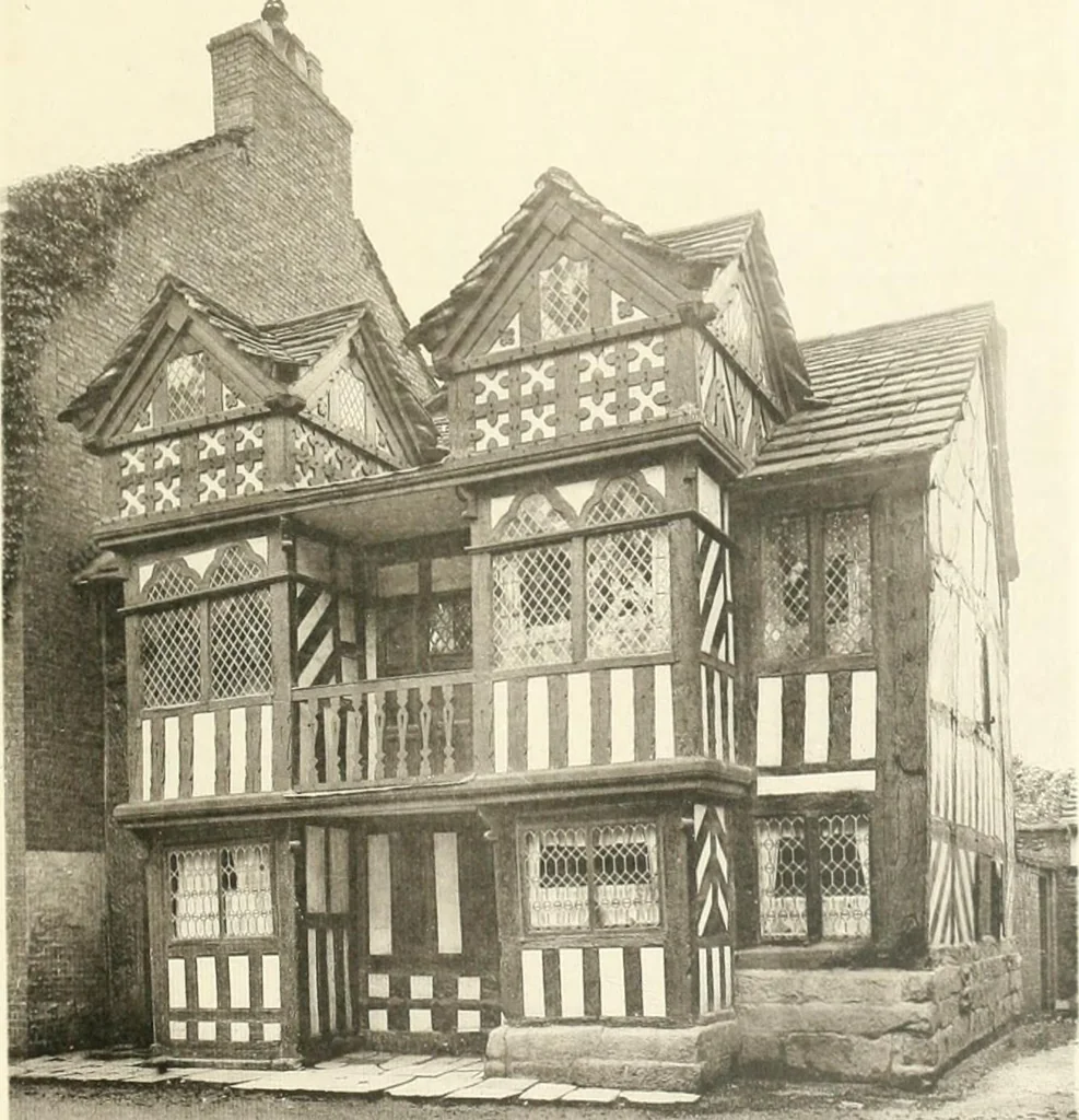 An illustration from Old cottages, farm houses, and other half-timber buildings in Shropshire, Herefordshire, and Cheshire, 1904, leaf 228