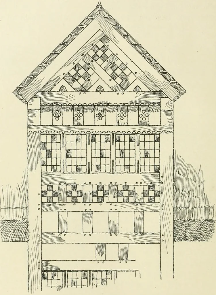 An illustration from Old cottages, farm houses, and other half-timber buildings in Shropshire, Herefordshire, and Cheshire, 1904, leaf 51