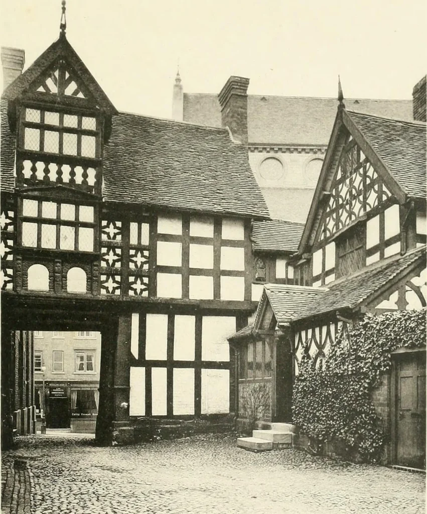 An illustration from Old cottages, farm houses, and other half-timber buildings in Shropshire, Herefordshire, and Cheshire, 1904, leaf 66