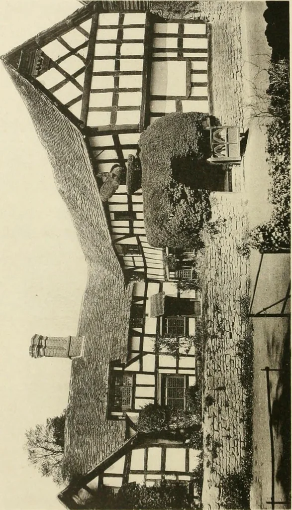 An illustration from Old cottages, farm houses, and other half-timber buildings in Shropshire, Herefordshire, and Cheshire, 1904, leaf 7