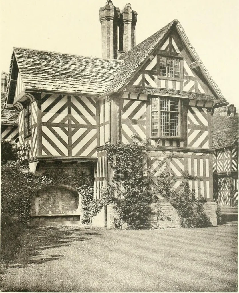 An illustration from Old cottages, farm houses, and other half-timber buildings in Shropshire, Herefordshire, and Cheshire, 1904, leaf 92