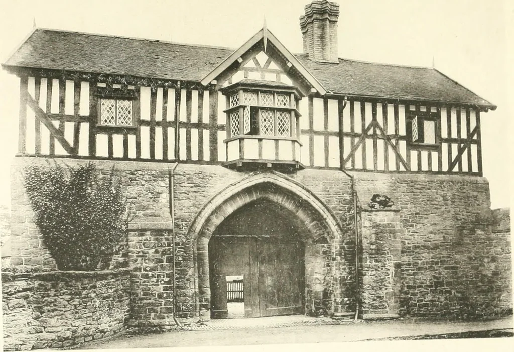 An illustration from Old cottages, farm houses, and other half-timber buildings in Shropshire, Herefordshire, and Cheshire, 1904, leaf 98