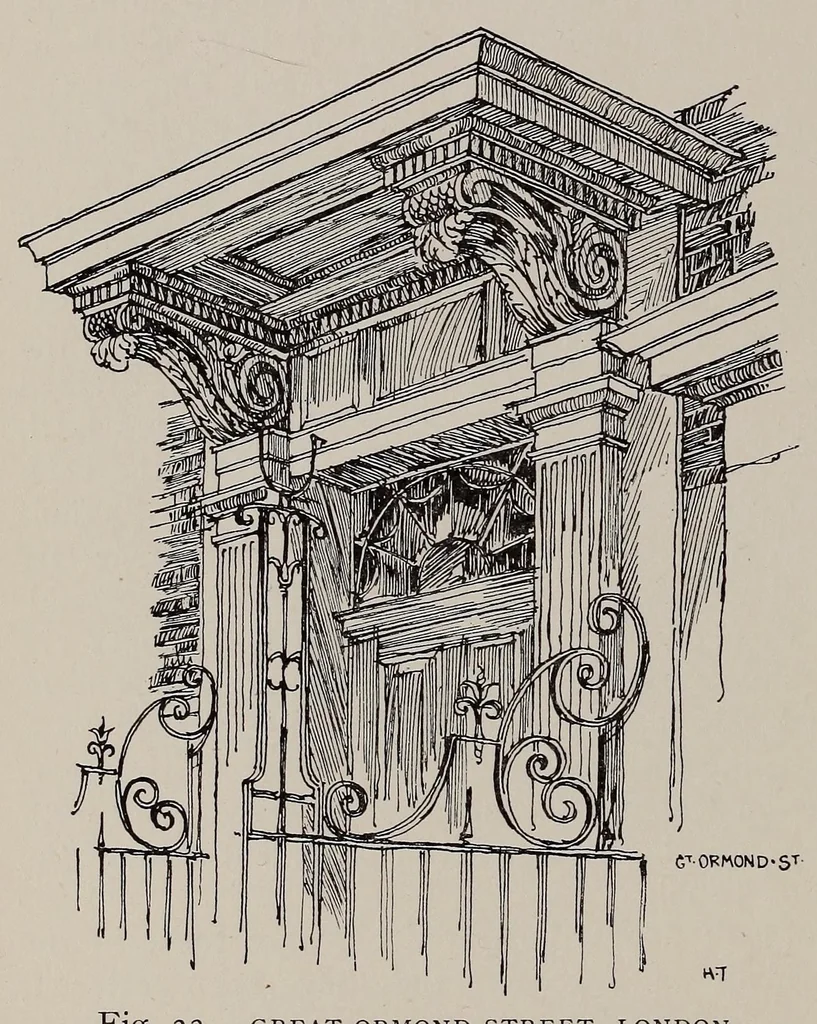 An illustration from Old English doorways; a series of historical examples from Tudor times to the end of the XVIII century, 1903, leaf 62