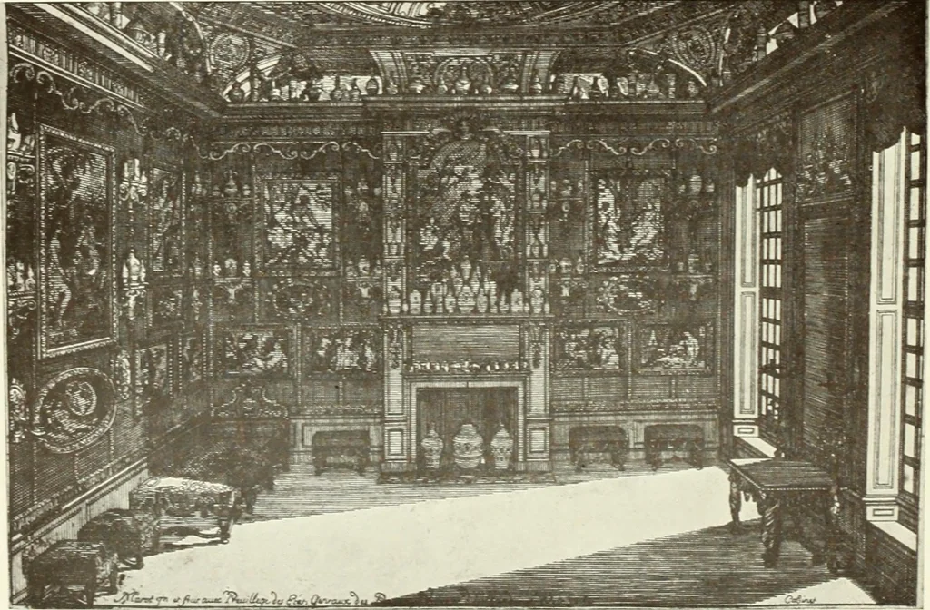 An illustration from Old English furniture and its surroundings, from the restoration to the regency, 1920, leaf 129