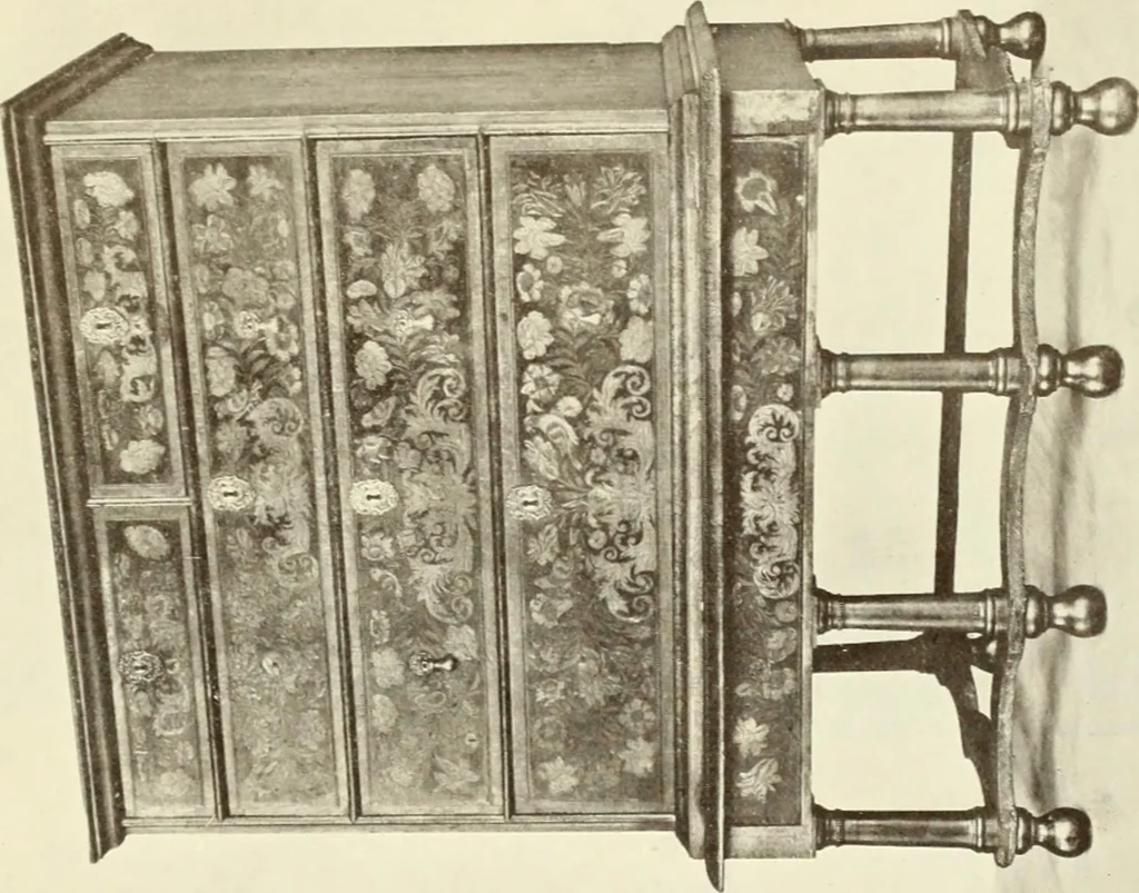 An illustration from Old English furniture and its surroundings, from the restoration to the regency, 1920, leaf 132