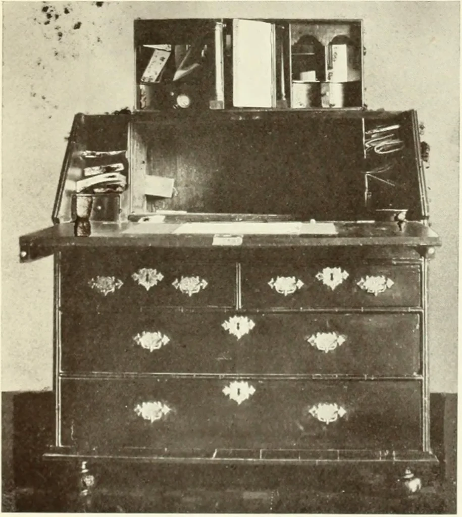 An illustration from Old English furniture and its surroundings, from the restoration to the regency, 1920, leaf 134