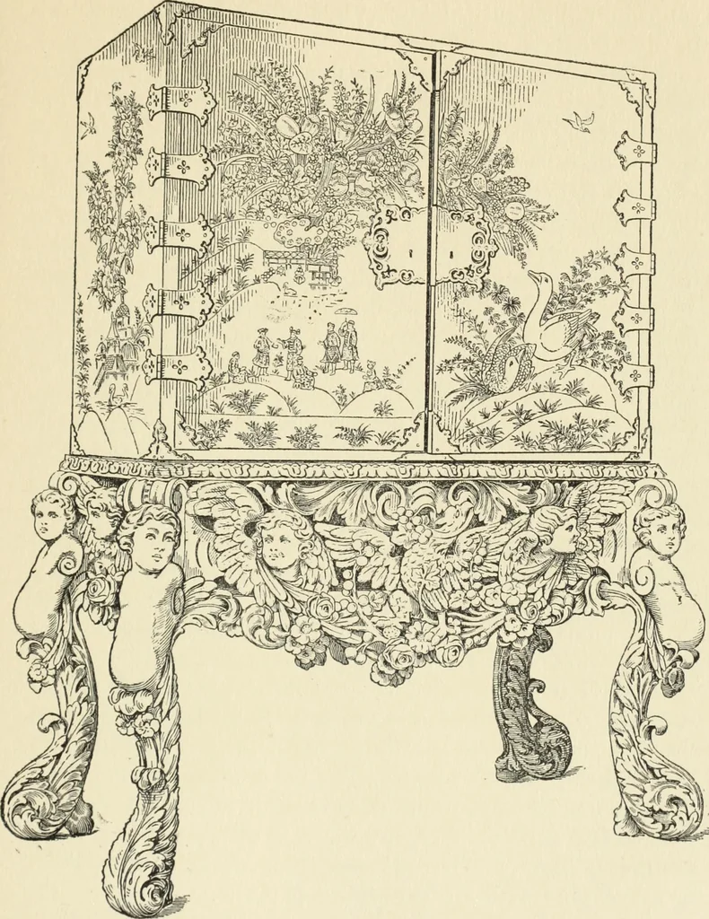 An illustration from Old English furniture and its surroundings, from the restoration to the regency, 1920, leaf 40
