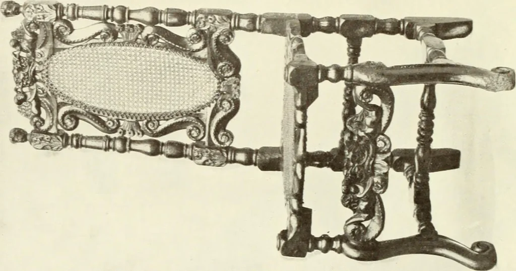 An illustration from Old English furniture and its surroundings, from the restoration to the regency, 1920, leaf 73