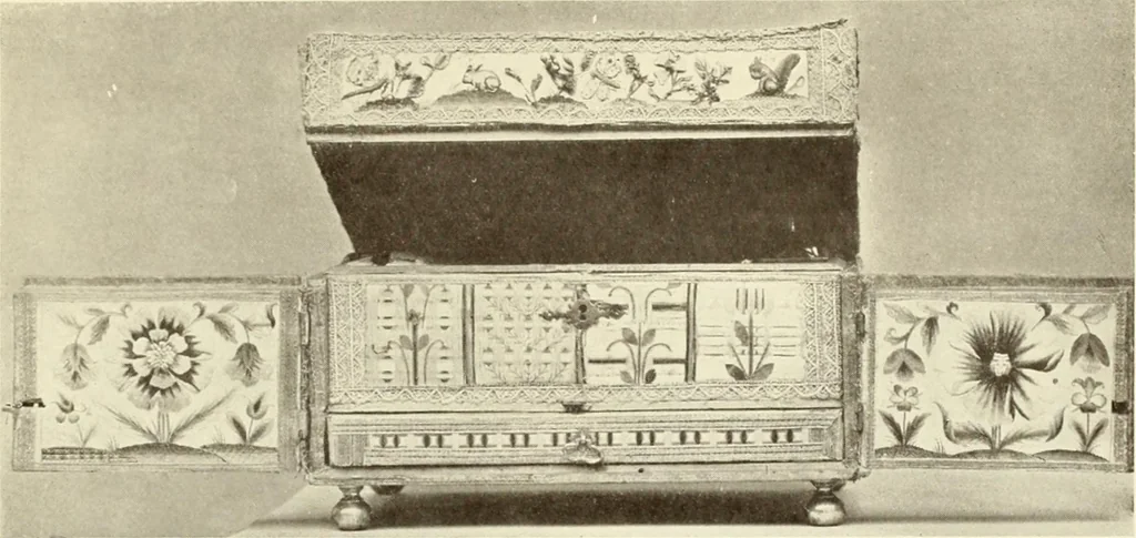 An illustration from Old English furniture and its surroundings, from the restoration to the regency, 1920, leaf 78