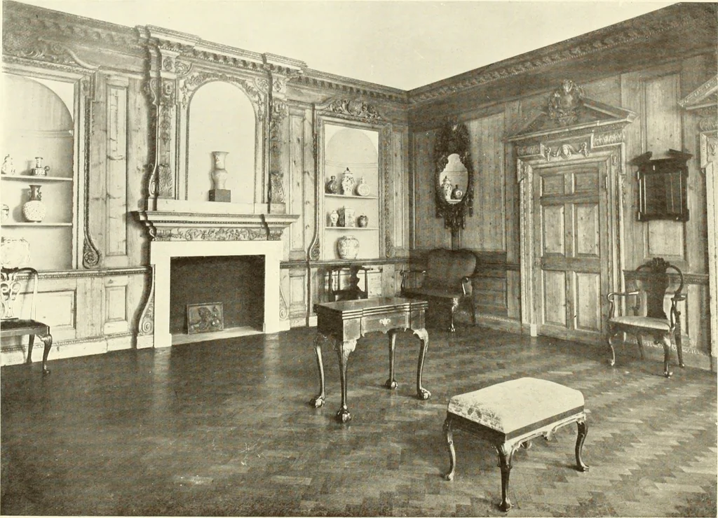 An illustration from Old English furniture and its surroundings, from the restoration to the regency, 1920, leaf 9