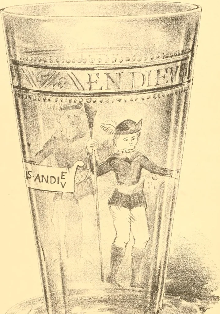 An illustration from Old English glasses. An account of glass drinking vessels in England, from early times to the end of the eighteenth century. With introductory notices, original documents, etc, 1897, leaf 215
