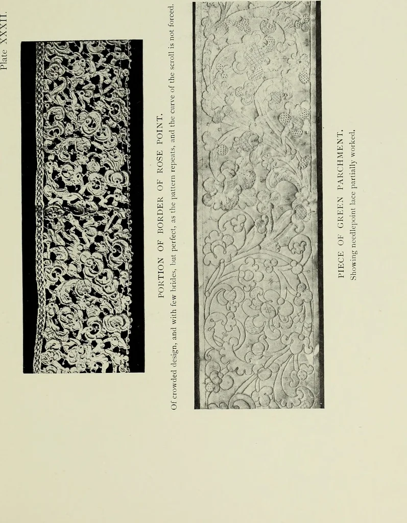 An illustration from Old lace : a handbook for collectors; an account of the different styles of lace, their history, characteristics & manufacture, 1908, leaf 102