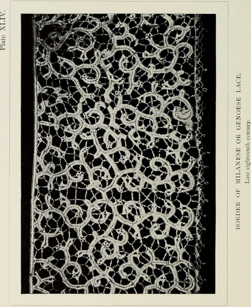 An illustration from Old lace : a handbook for collectors; an account of the different styles of lace, their history, characteristics & manufacture, 1908, leaf 133