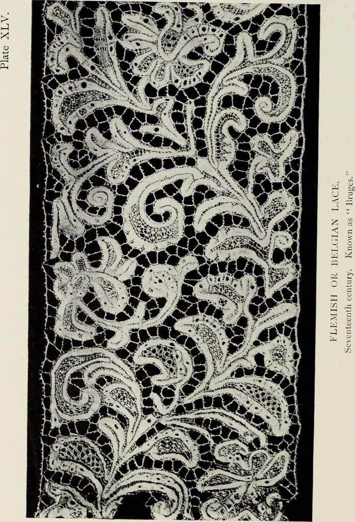 An illustration from Old lace : a handbook for collectors; an account of the different styles of lace, their history, characteristics & manufacture, 1908, leaf 137