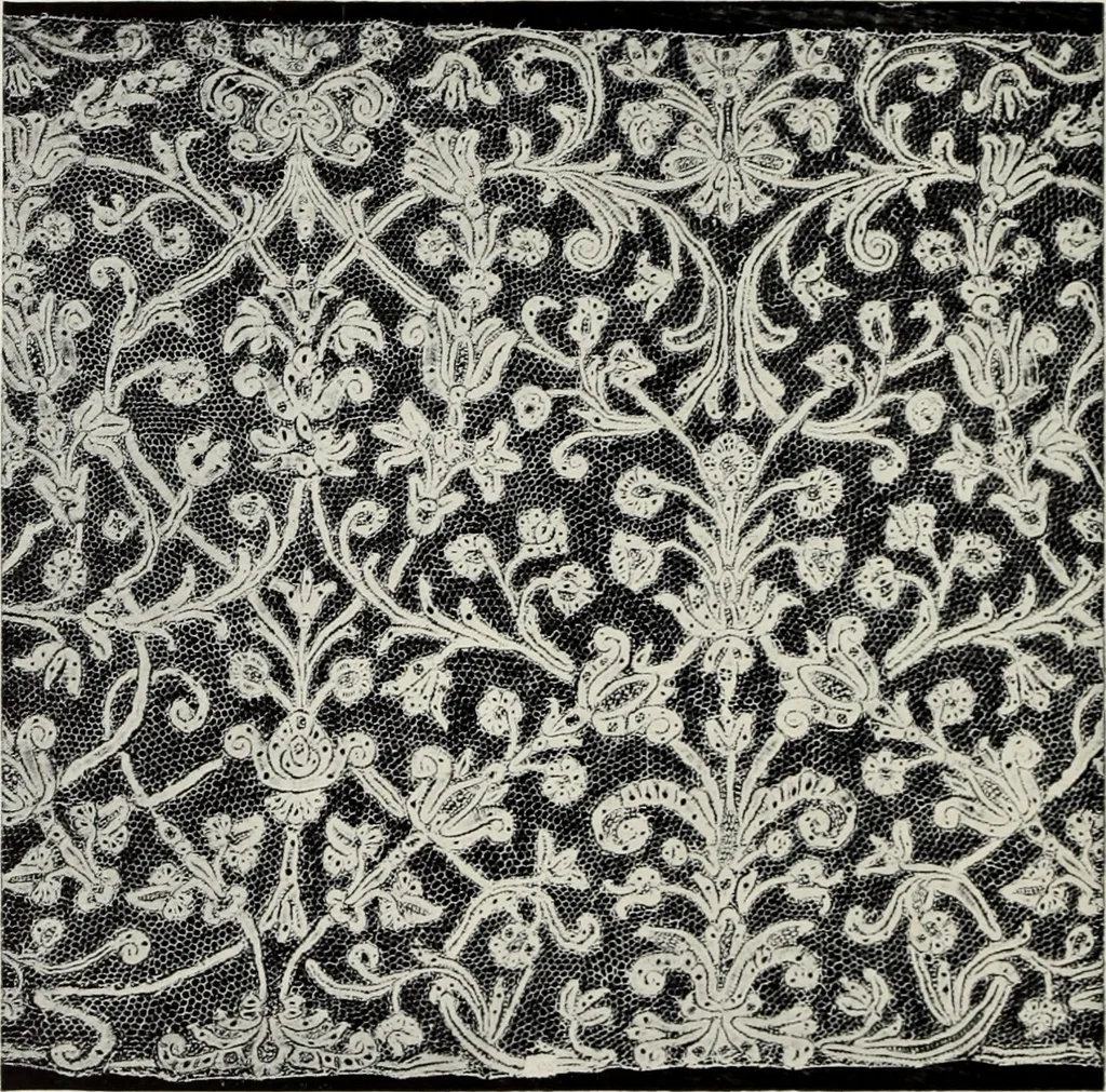 An illustration from Old lace : a handbook for collectors; an account of the different styles of lace, their history, characteristics & manufacture, 1908, leaf 143