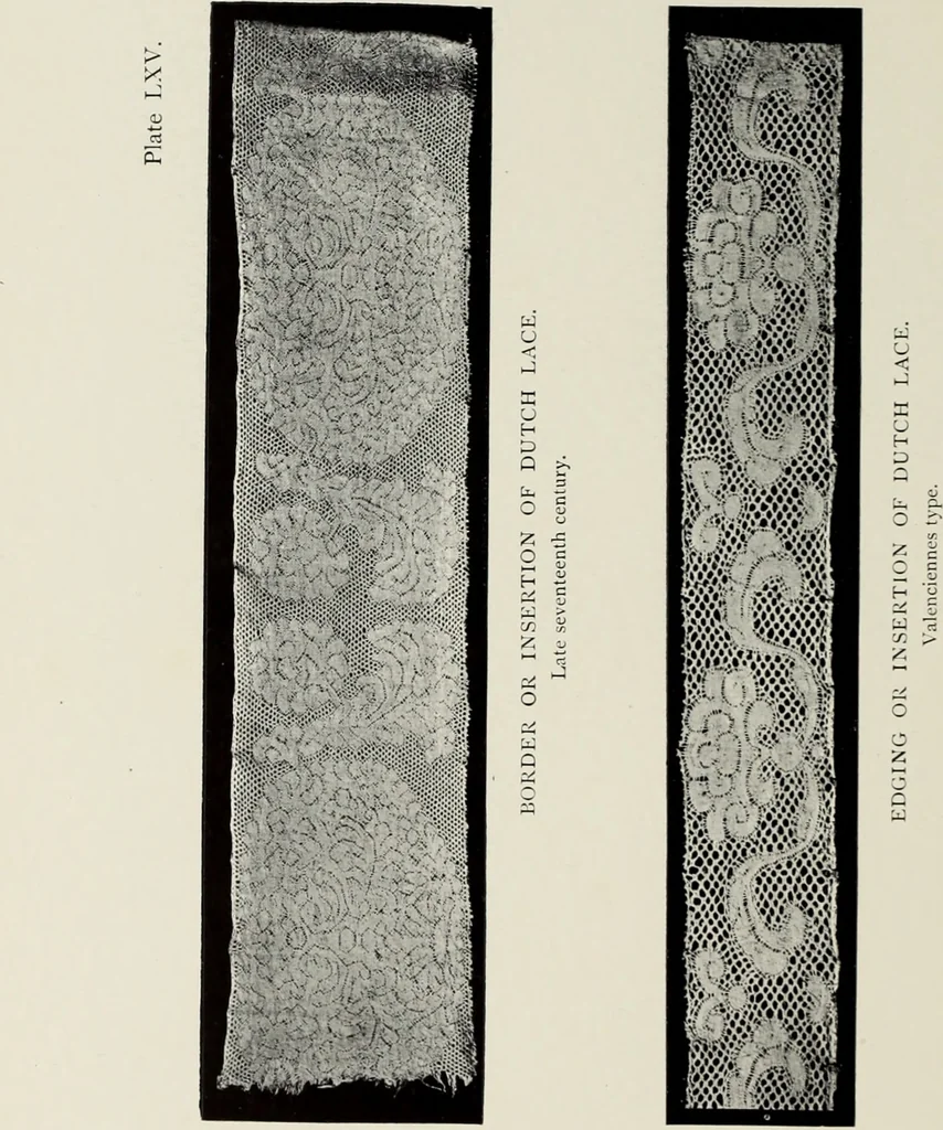 An illustration from Old lace : a handbook for collectors; an account of the different styles of lace, their history, characteristics & manufacture, 1908, leaf 205