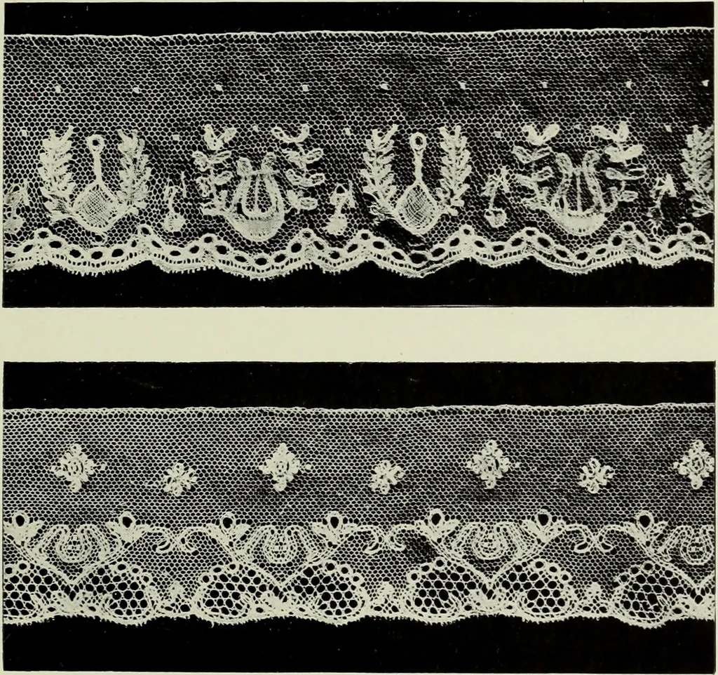 An illustration from Old lace : a handbook for collectors; an account of the different styles of lace, their history, characteristics & manufacture, 1908, leaf 254