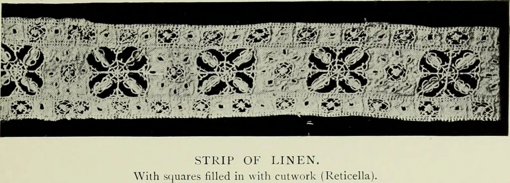An illustration from Old lace : a handbook for collectors; an account of the different styles of lace, their history, characteristics & manufacture, 1908, leaf 32