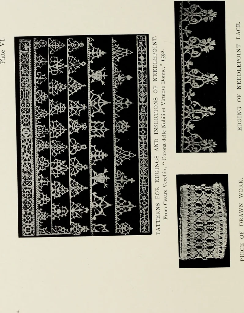 An illustration from Old lace : a handbook for collectors; an account of the different styles of lace, their history, characteristics & manufacture, 1908, leaf 35