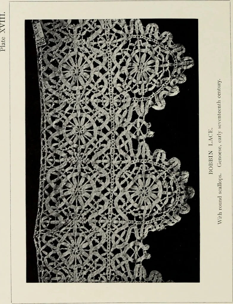 An illustration from Old lace : a handbook for collectors; an account of the different styles of lace, their history, characteristics & manufacture, 1908, leaf 67