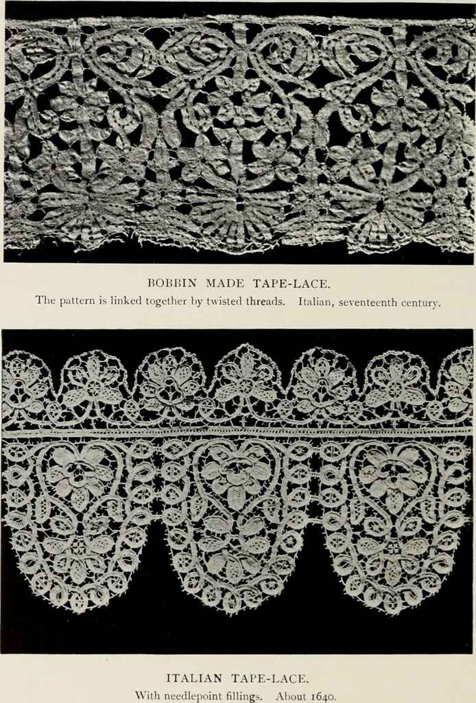 An illustration from Old lace : a handbook for collectors; an account of the different styles of lace, their history, characteristics & manufacture, 1908, leaf 69